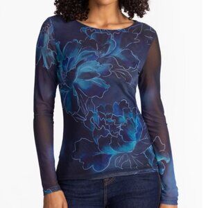 Johnny Was LONG SLEEVE BOAT NECK MESH TEE